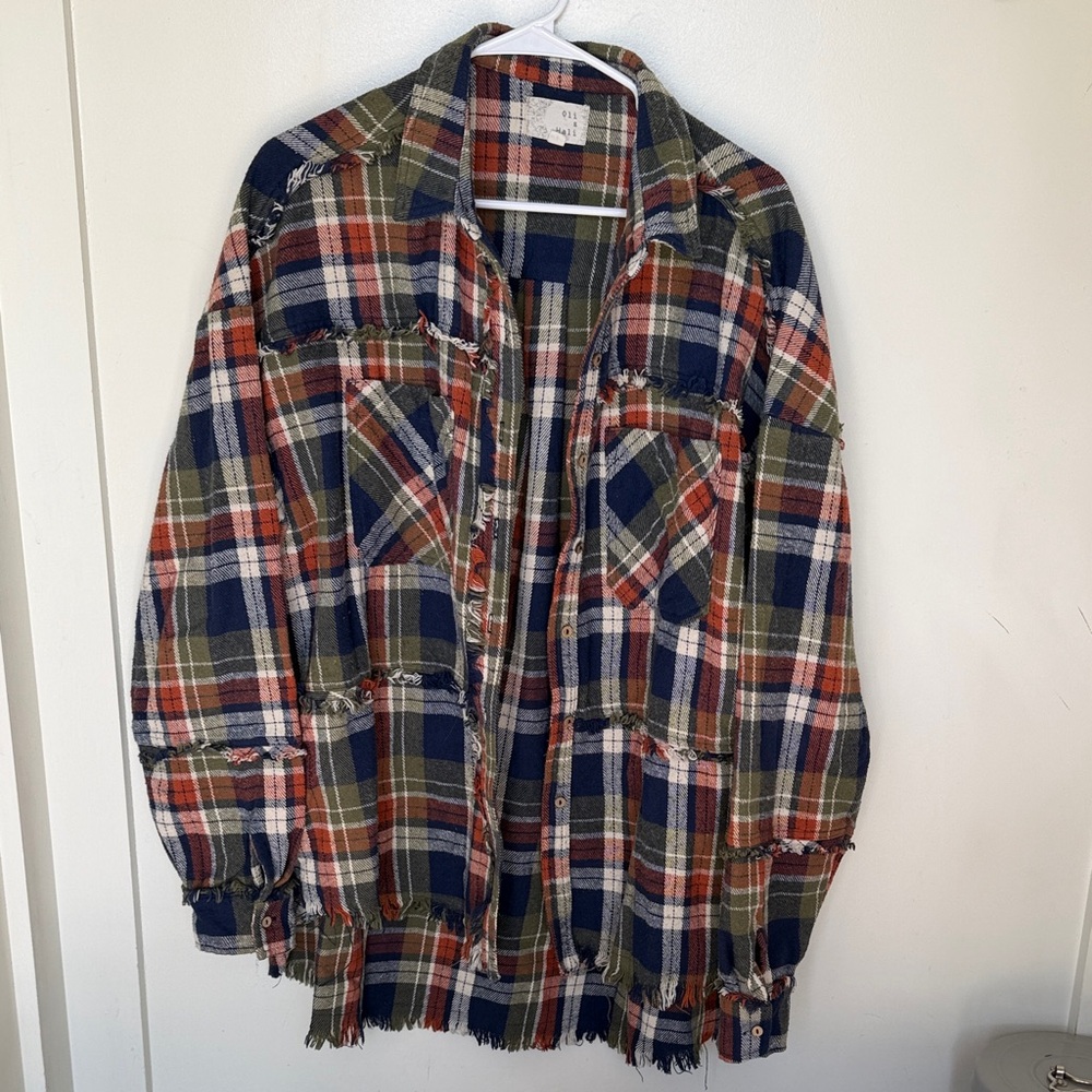 Oli & Hali Navy, Olive, Rust Plaid Button-Up Shirt Jacket